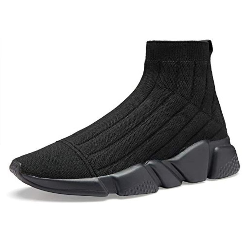 Voiv Womens Walking Shoes Mens Slip-on Sneakers Breathable Lightweight Athletic Running Shoes High Top All Black 2