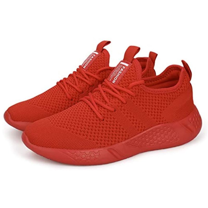 Damyuan Men's Sport Gym Running Shoes Walking Shoes Casual Lace Up Lightweight Red
