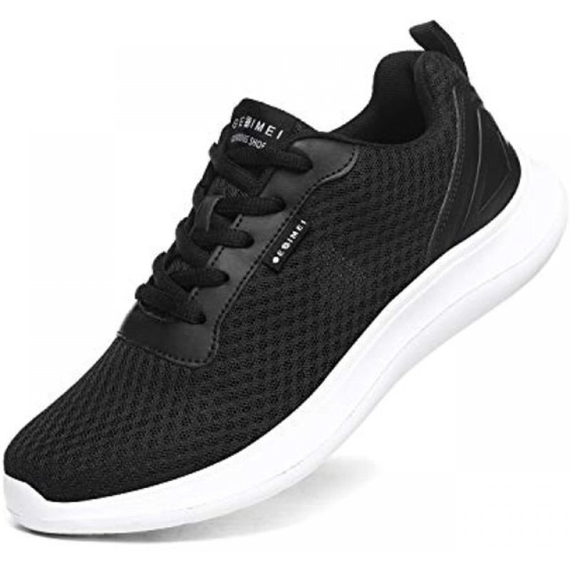 GESIMEI Men's Breathable Mesh Tennis Shoes Comfortable Gym Sneakers Lightweight Athletic Running Shoes Black(upgrade)