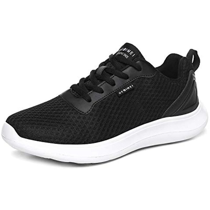 GESIMEI Men's Breathable Mesh Tennis Shoes Comfortable Gym Sneakers Lightweight Athletic Running Shoes Black(upgrade)