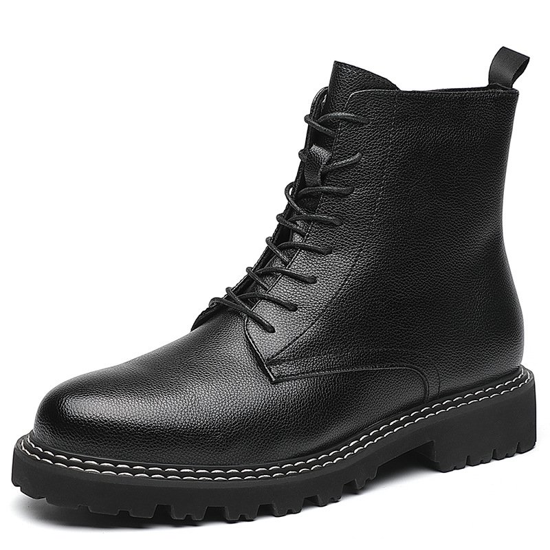 2021 autumn men's round toe British men's leather boots side zipper Martin boots wear-resistant low-heel men's shoes factory direct sales