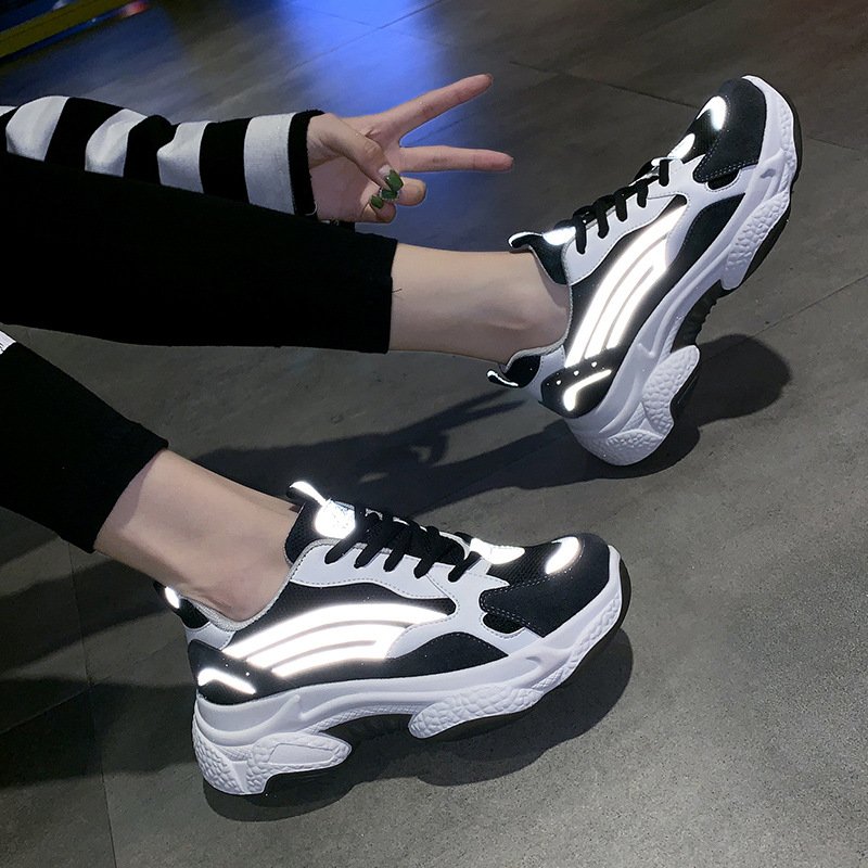 Reflective female 2021 spring new breathable sports shoes female students running shoes casual shoes