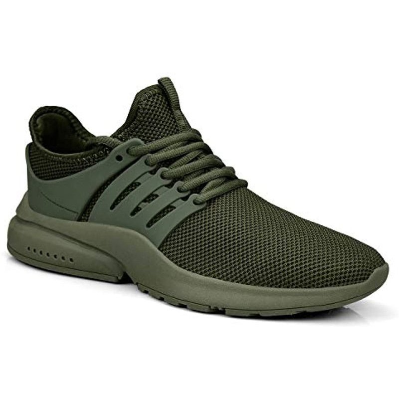 Feetmat Men's Non Slip Gym Sneakers Lightweight Breathable Athletic Running Walking Tennis Shoes Green