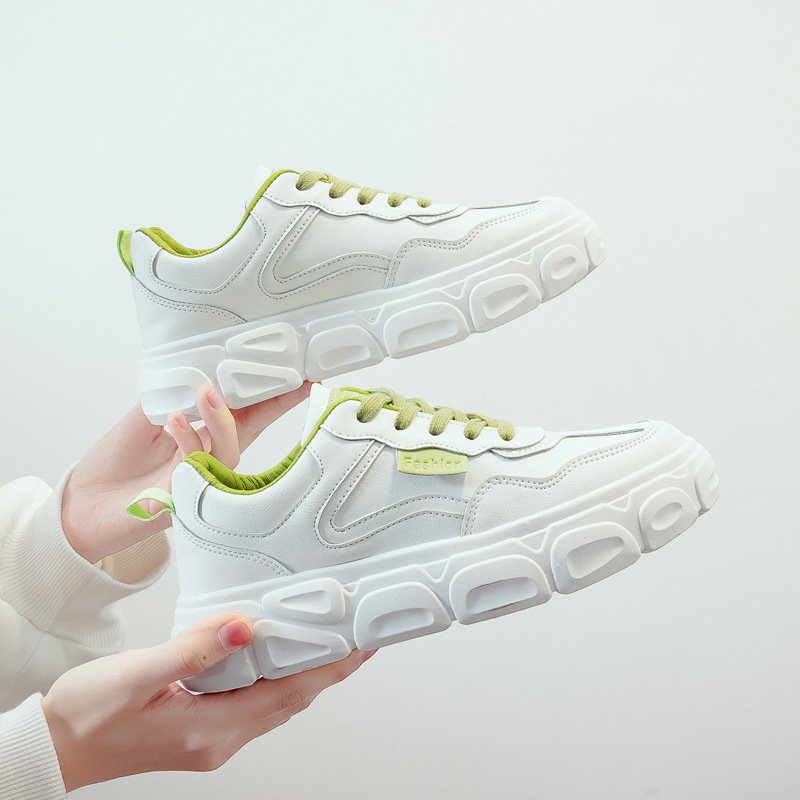 Little white shoes female 2021 spring new student running board shoes female increased sports casual shoes laces