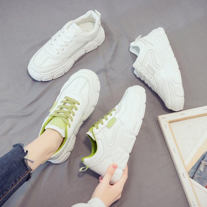 Little white shoes female 2021 spring new student running board shoes female increased sports casual shoes laces