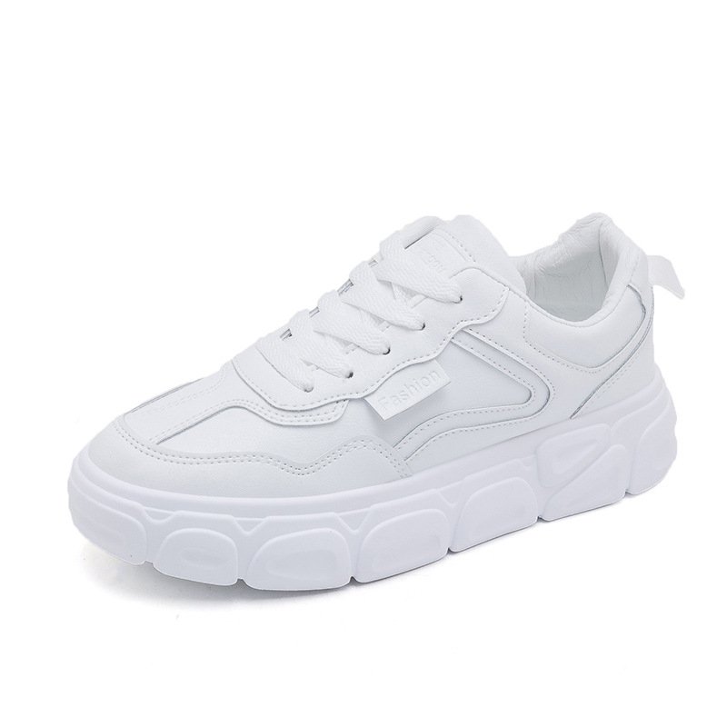 Little white shoes female 2021 spring new student running board shoes female increased sports casual shoes laces