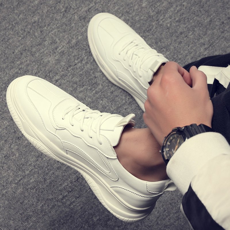 2021 spring new men's casual sports shoes trend men's board shoes low top white shoes leather shoes
