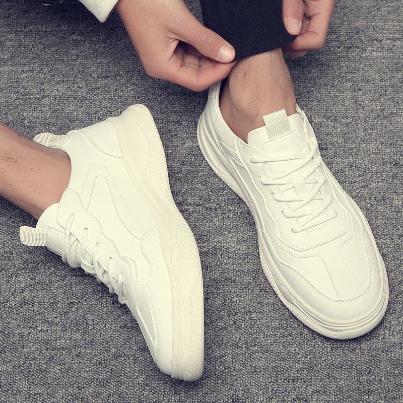 2021 spring new men's casual sports shoes trend men's board shoes low top white shoes leather shoes